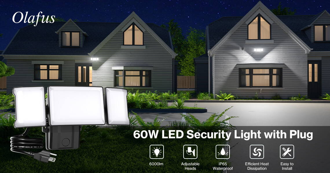Best 60W Plug-in LED Outdoor Security Lights - OLAFUS